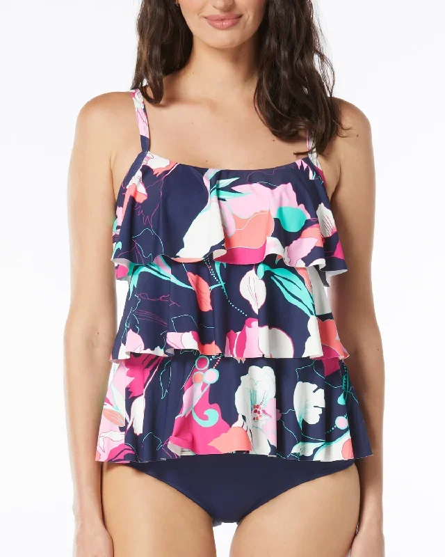 2024 Beach House Avalon Floral Jane Ruffle Tankini Top - H6c025