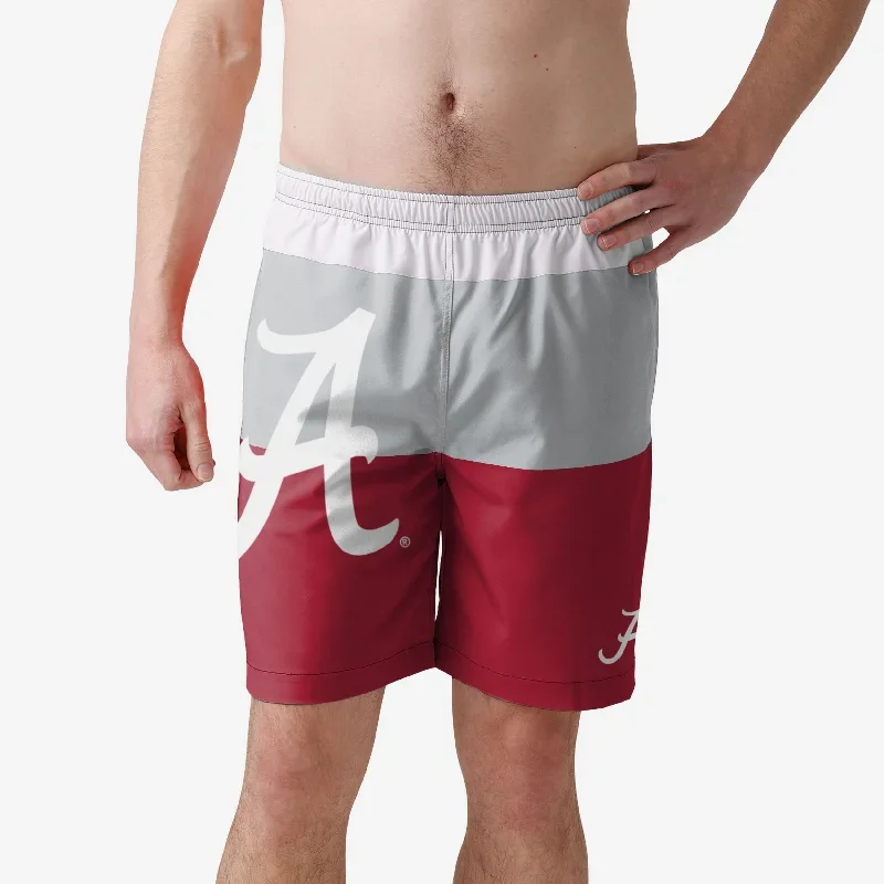 Alabama Crimson Tide 3 Stripe Big Logo Swimming Trunks