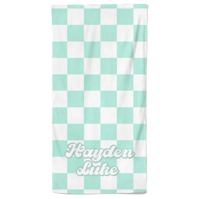 All Checked Out Personalized Kids Beach Towel | Retro Check