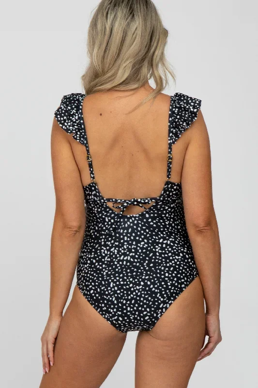 black-animal-print-ruffle-maternity-one-piece-swimsuit