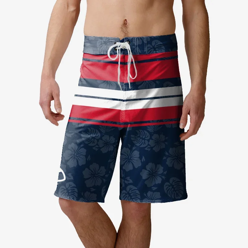 Boston Red Sox Hibiscus Boardwalk Stripe Boardshorts