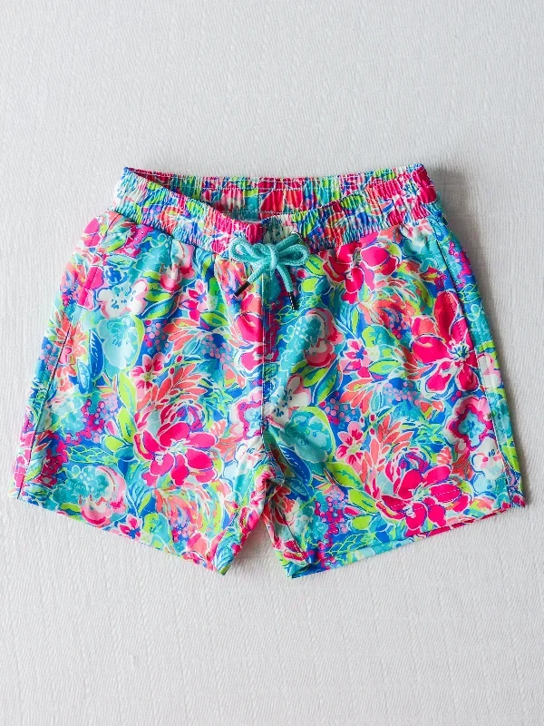 Boy's Swim Trunks - Hawaiian Blooms