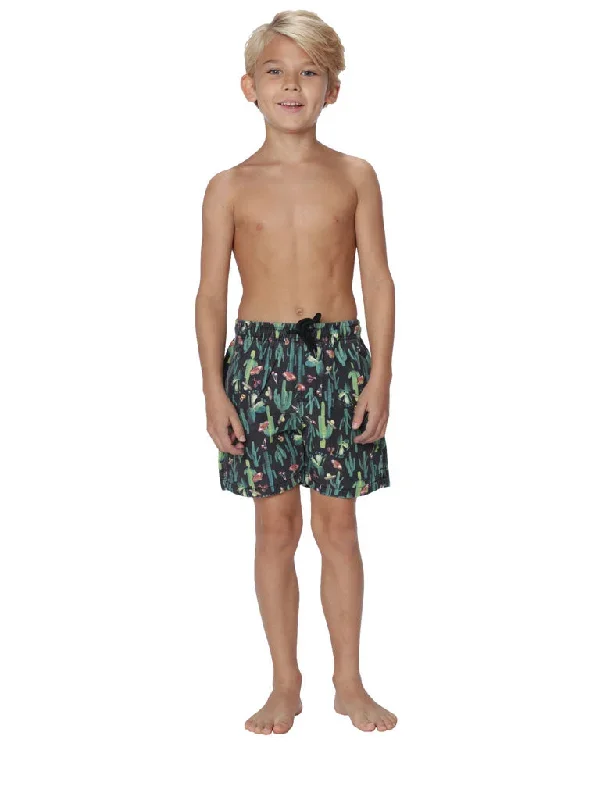 Boy's washed-print swim shorts