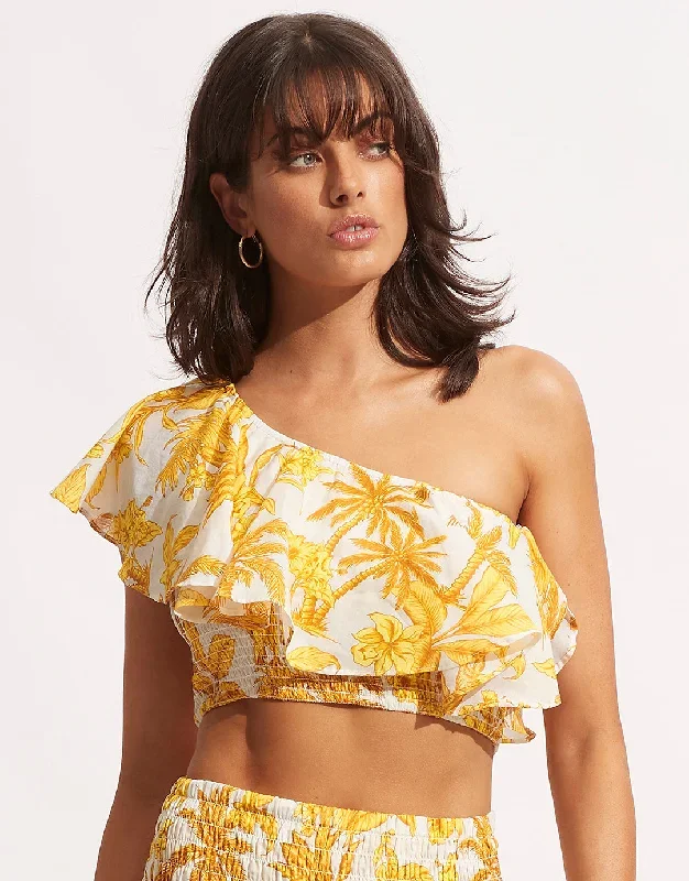 Castaway Shirring Top - Tuscan Sunset