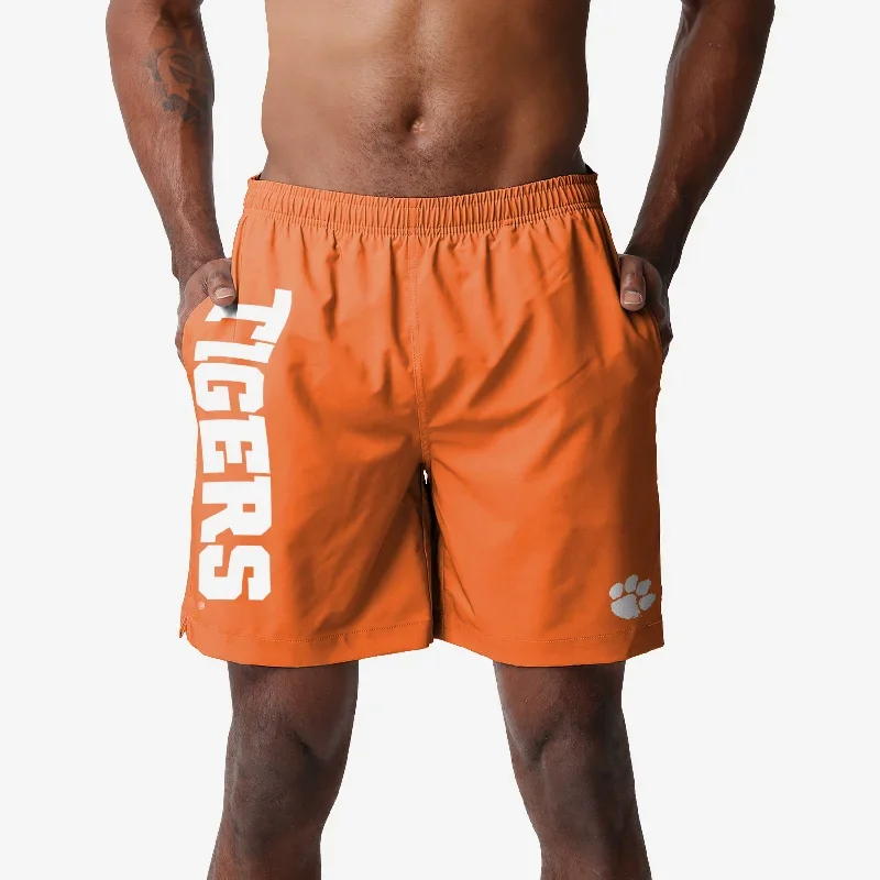 Clemson Tigers Solid Wordmark Traditional Swimming Trunks