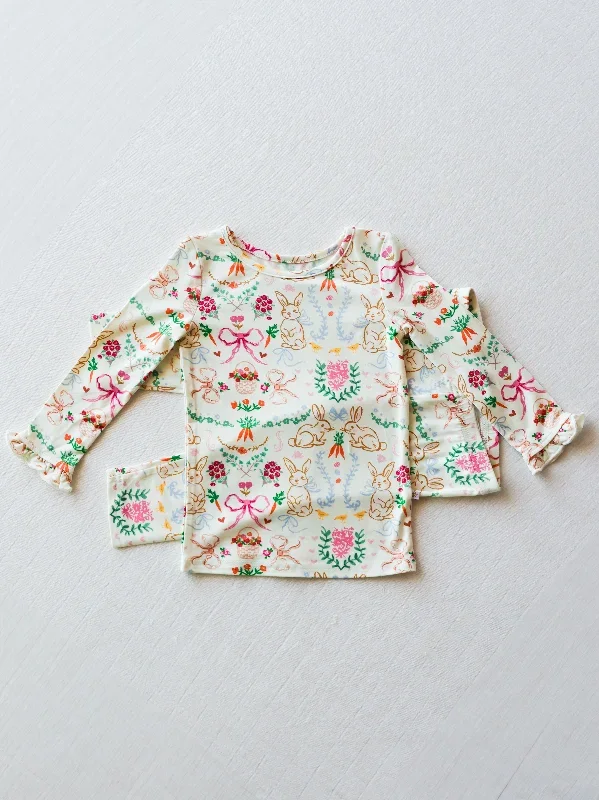 Cloud Fitted Ruffled Pajamas - Down the Bunny Trail