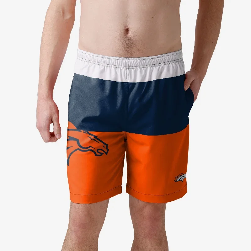 Denver Broncos 3 Stripe Big Logo Swimming Trunks