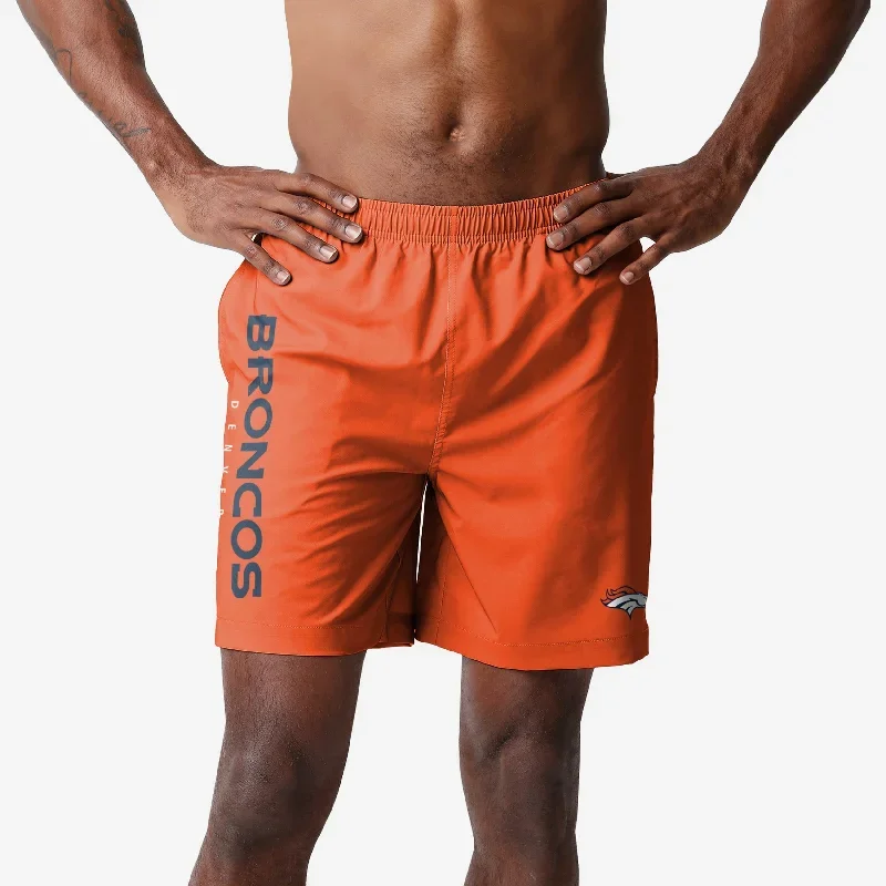 Denver Broncos Solid Wordmark Traditional Swimming Trunks