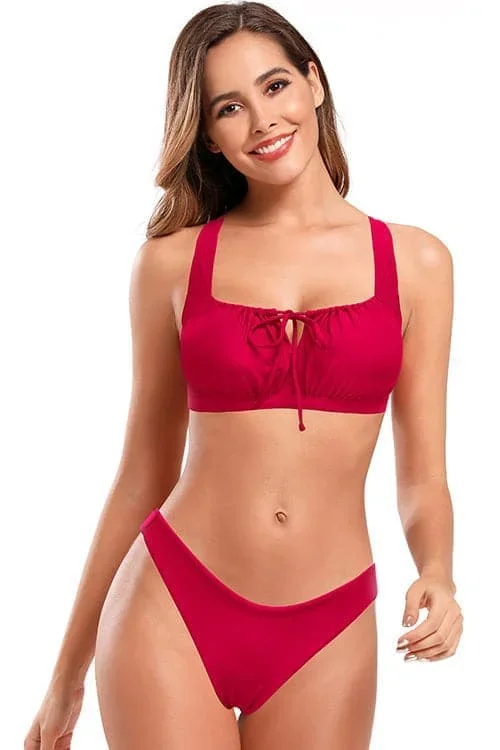 Front Middle Drawstring Strap Bikini