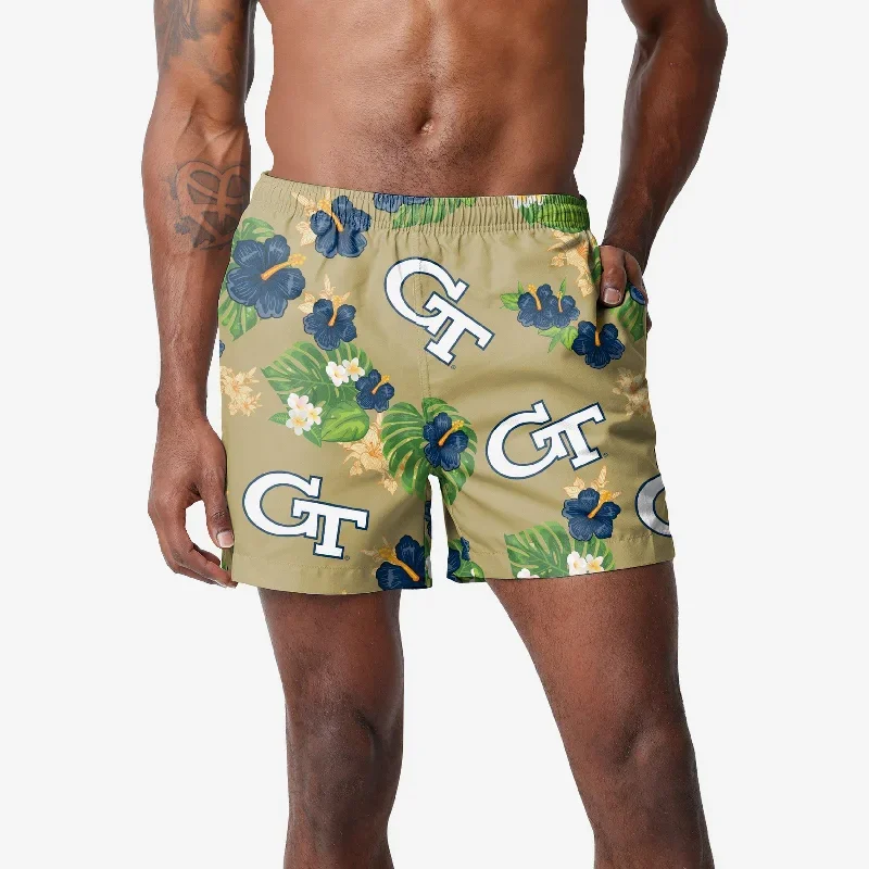 Georgia Tech Yellow Jackets Floral Swimming Trunks