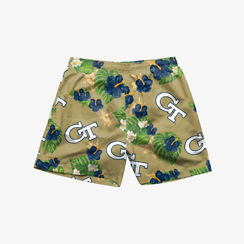 georgia-tech-yellow-jackets-floral-swimming-trunks