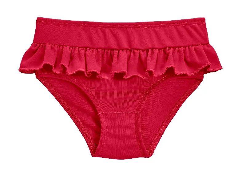 Girls UPF 50+ Ruffle Swim Briefs | Red