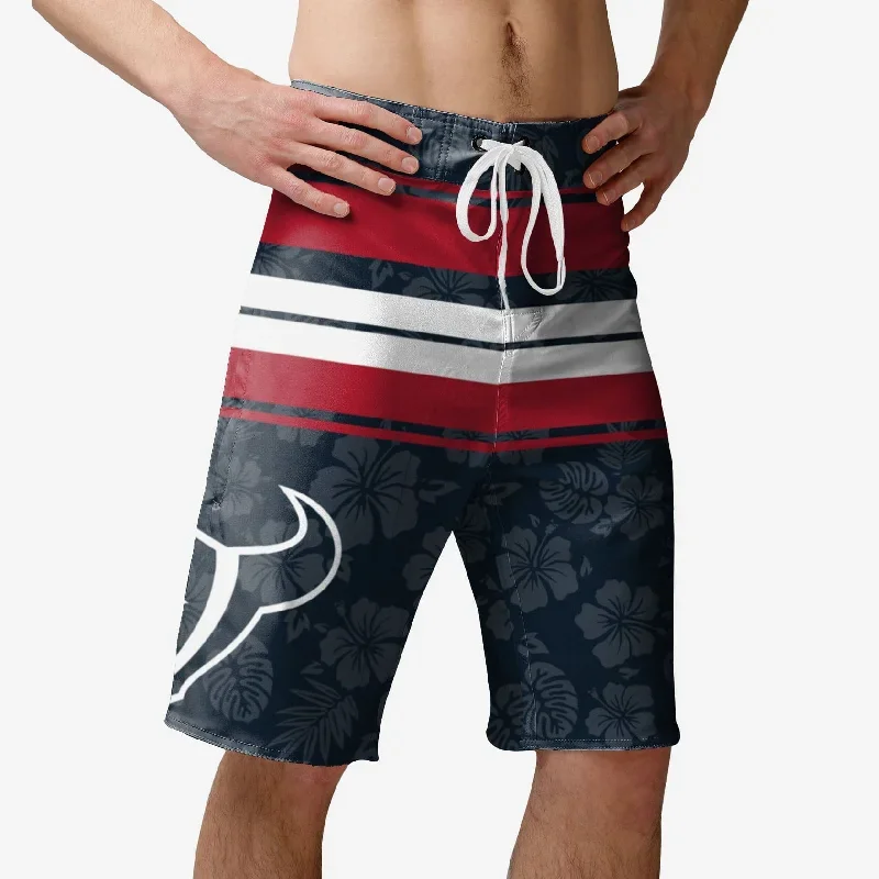 Houston Texans Hibiscus Boardwalk Stripe Boardshorts