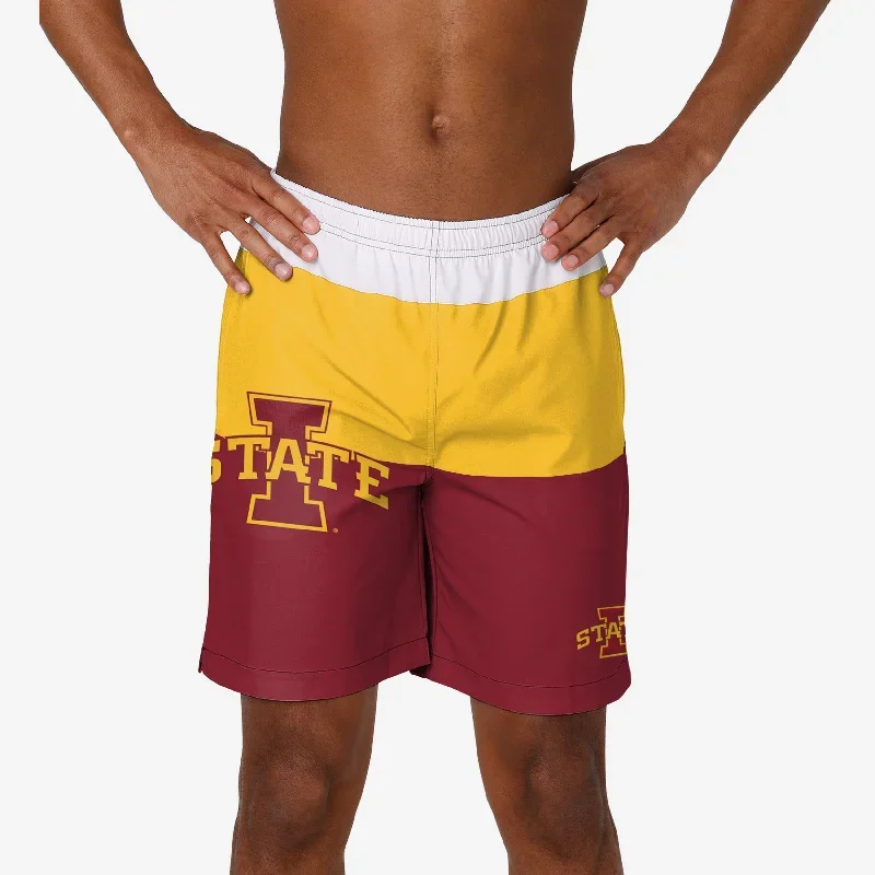 Iowa State Cyclones 3 Stripe Big Logo Swimming Trunks