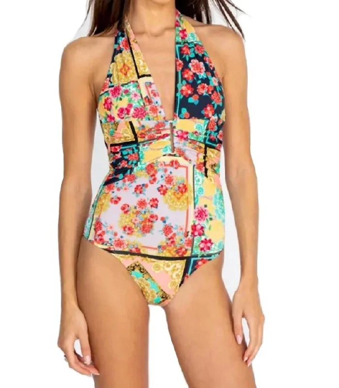 Japer Plunge One Piece Swimsuit In Multi