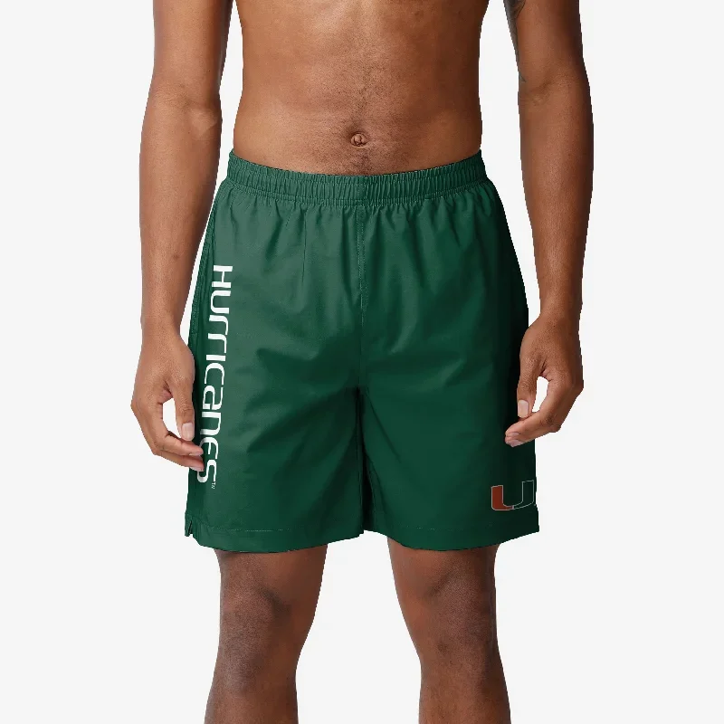 Miami Hurricanes Solid Wordmark Traditional Swimming Trunks