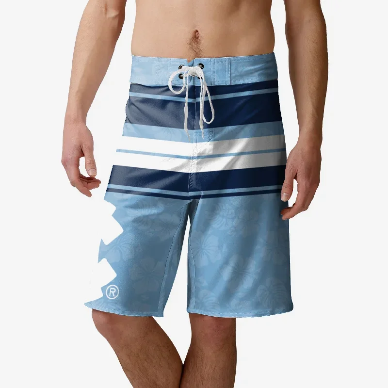 North Carolina Tar Heels Hibiscus Boardwalk Stripe Boardshorts