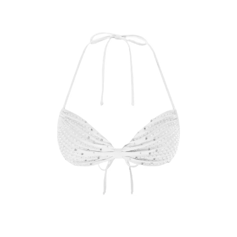 Ophelia Hand Embroidered Summer Bikini Top White