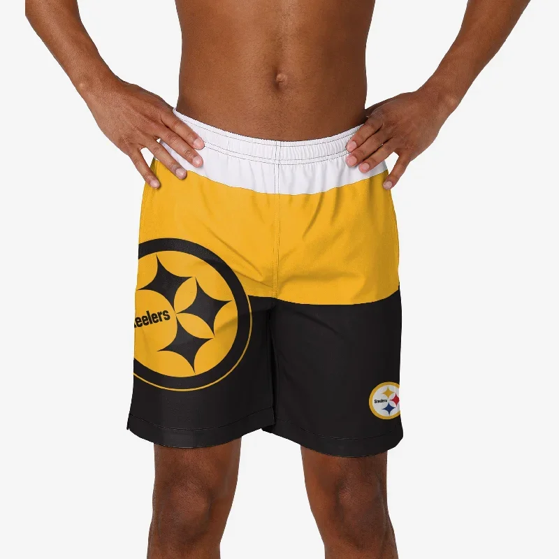 Pittsburgh Steelers 3 Stripe Big Logo Swimming Trunks