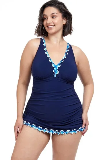 Profile by Gottex Ocean Blues Plus Size V-Neck Swimdress