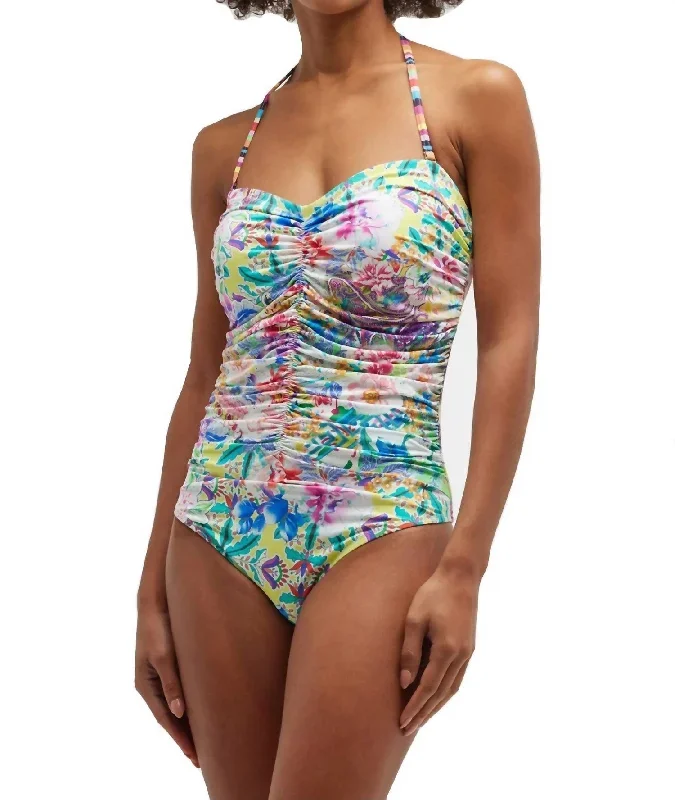 Ruched Sweetheart One Piece Swimsuit In Multi