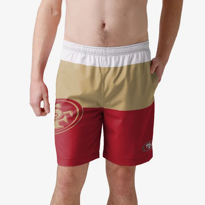 San Francisco 49ers 3 Stripe Big Logo Swimming Trunks