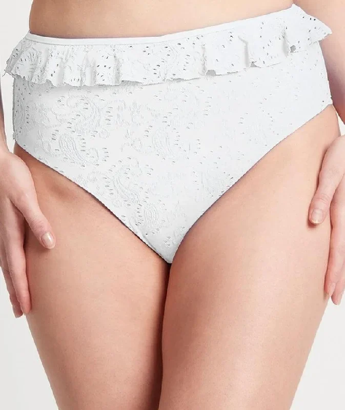 Sea Level Chantilly Frill High Waist Swim Brief - White