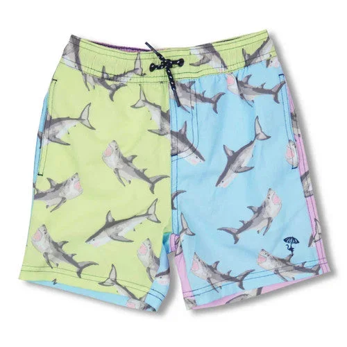 Shark Block Water Appearing Boys Swim Trunks