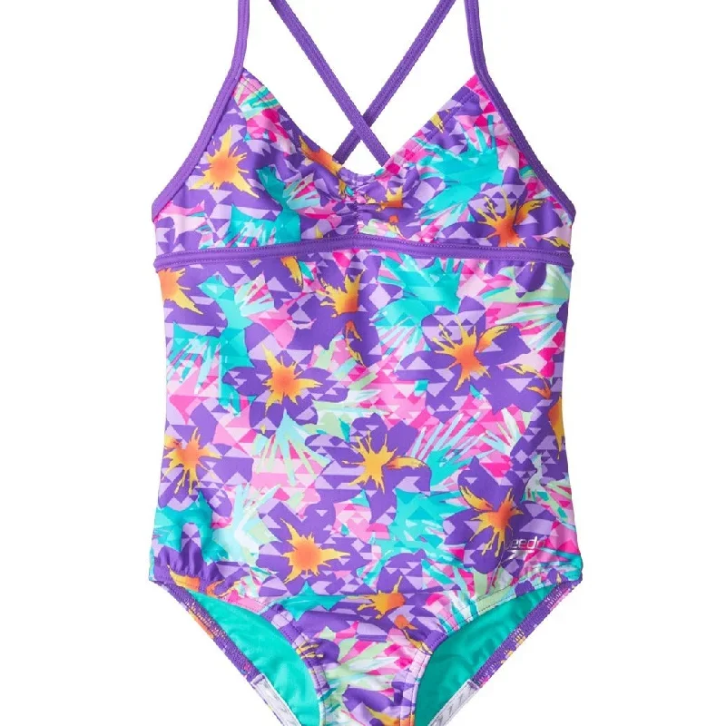 Speedo Girls' Jungle Floral One-Piece