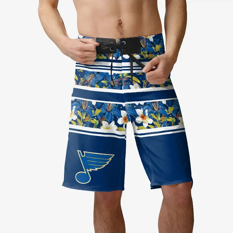 St Louis Blues Floral Stripe Boardshorts