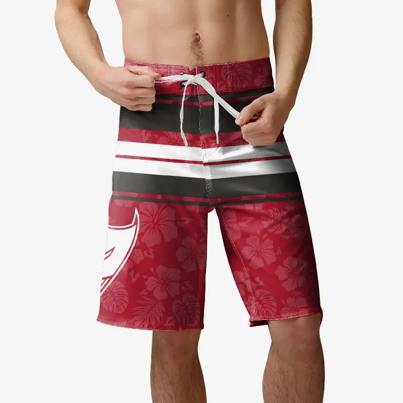 Tampa Bay Buccaneers Hibiscus Boardwalk Stripe Boardshorts