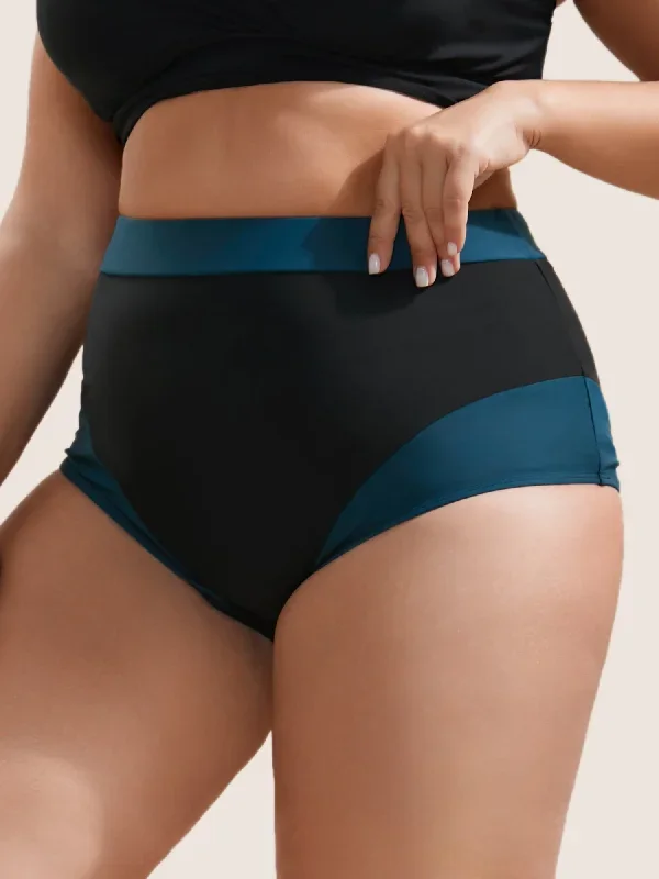 Two Tone Patchwork High Rise Swim Bottom