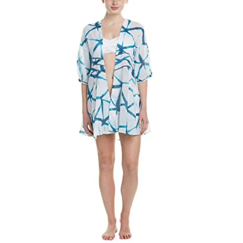 Women Paper Lanterns Kimono Cover Up In Blue